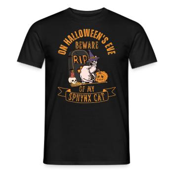 Mignon et effrayant chat d’Halloween Sphynx - T-shirt homme - noir - Devant - AI Model Male 178 light (178cm)
