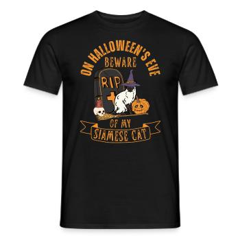 Süße und gruselige Halloween Siamkatze Siam Katze - Männer T-Shirt - Schwarz - Vorne - AI Model Male 178 light (178cm)