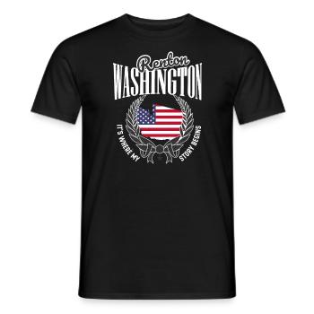 C’est là que mon histoire commence, Renton Washington - T-shirt homme - noir - Devant - AI Model Male 178 light (178cm)