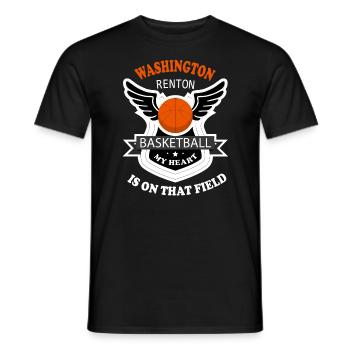 Renton Basketball My heart is on this field - Men's T-Shirt - black - Front - AI Model Male 178 light (178cm)