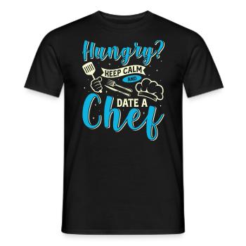 Keep hungry Keep calm Cook Kitchen Cooking Chef's hat - Men's T-Shirt - black - Front - AI Model Male 178 light (178cm)