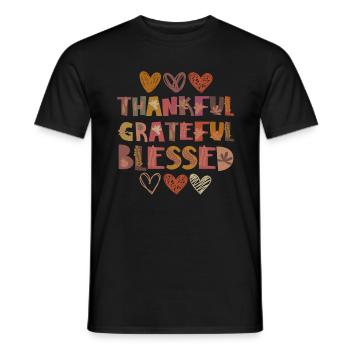 Reconnaissant Reconnaissante Bienheureuse Automne Gratitude - T-shirt homme - noir - Devant - AI Model Male 178 light (178cm)