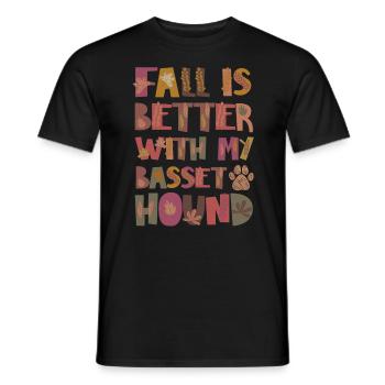 Thankful for my Basset Hound Herbst Gratitude - Men's T-Shirt - black - Front - AI Model Male 178 light (178cm)