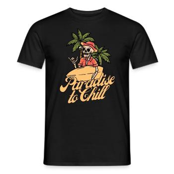 Skeleton Surfboard Plage d’été avec palmiers - T-shirt homme - noir - Devant - AI Model Male 178 light (178cm)