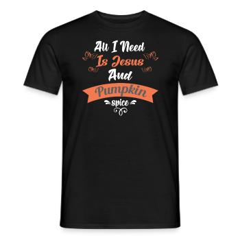 Alles Was Ich Brauche Ist Jesus Und Kürbisgewürz - Männer T-Shirt - Schwarz - Vorne - AI Model Male 178 light (178cm)