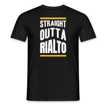 Straight from Rialto, California Hiking Nature - Men's T-Shirt - black - Front - AI Model Male 178 light (178cm)