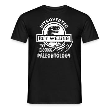 Introverti, mais discuter de paléontologie - T-shirt homme - noir - Devant - AI Model Male 178 light (178cm)