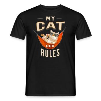 my cat her rules fun shirt für Katzenbesitzer - Männer T-Shirt - Schwarz - Vorne - AI Model Male 178 light (178cm)