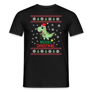Noël Mignon Dinosaure Kawaii - T-shirt homme - noir - Devant - AI Model Male 178 light (178cm)