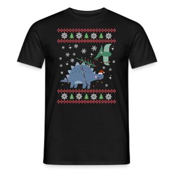 Christmas Sweet Dinosaur Kawaii - Men's T-Shirt - black - Front - AI Model Male 178 light (178cm)