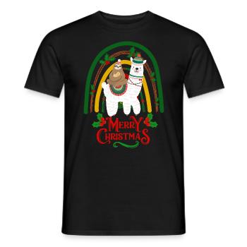 Christmas llama and sloth - Men's T-Shirt - black - Front - AI Model Male 178 light (178cm)