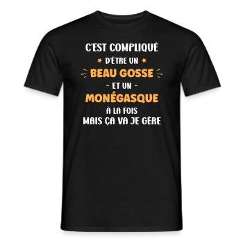 Compliqué beau gosse et Monégasque - T-shirt homme - noir - Devant - AI Model Male 178 light (178cm)