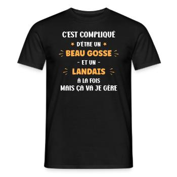 Compliqué beau gosse et Landais - T-shirt homme - noir - Devant - AI Model Male 178 light (178cm)