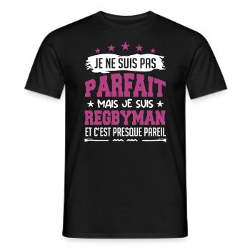 Je ne suis pas parfait mais je joue au rugby - T-shirt homme - noir - Devant - AI Model Male 178 light (178cm)