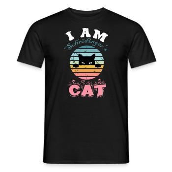 I am Schrödinger's cat sunset - Men's T-Shirt - black - Front - AI Model Male 178 light (178cm)
