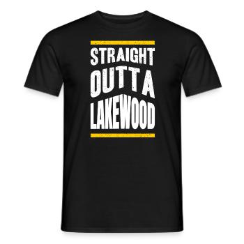 Straight out of Lakewood USA City Place Mountains - Men's T-Shirt - black - Front - AI Model Male 178 light (178cm)