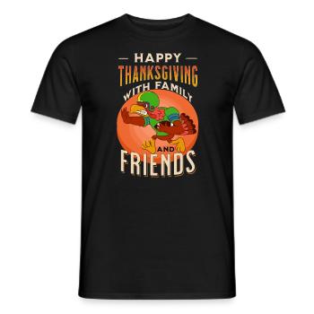 happy thanksgiving with family turkey football - Men's T-Shirt - black - Front - AI Model Male 178 light (178cm)
