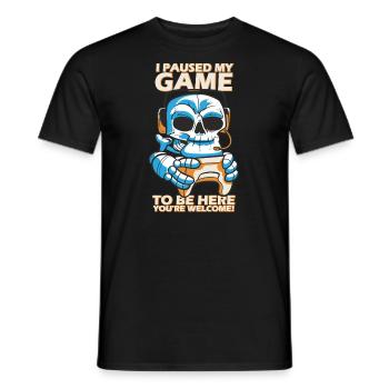 I interrupted my game to be here - Men's T-Shirt - black - Front - AI Model Male 178 light (178cm)
