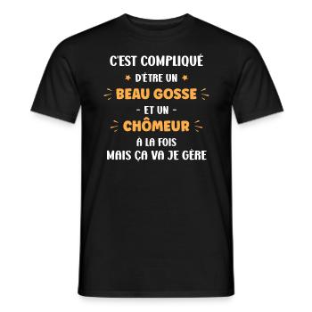 Compliqué beau gosse et chomeur - T-shirt homme - noir - Devant - AI Model Male 178 light (178cm)