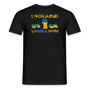 Ukraine Uwillwin Symbole du drapeau ukrainien Victoire - T-shirt homme - noir - Devant - AI Model Male 178 light (178cm)