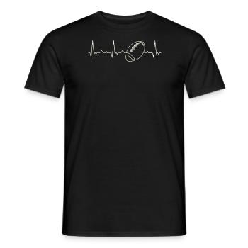 Bola de fútbol americana. Corazón. Amor. Ekg. - T-shirt homme - noir - Devant - AI Model Male 178 light (178cm)