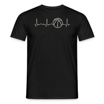 Basketball. Heart. Love. EKG. Pulse. Beat. - Men's T-Shirt - black - Front - AI Model Male 178 light (178cm)