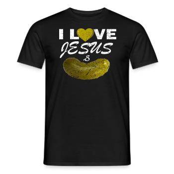 Ich Liebe Jesuss Pickles Zitat Herz Geschenk Gurke - Männer T-Shirt - Schwarz - Vorne - AI Model Male 178 light (178cm)