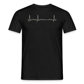 Bear Footprint Tracks. Heart. Love. EKG. Pulse. - Men's T-Shirt - black - Front - AI Model Male 178 light (178cm)