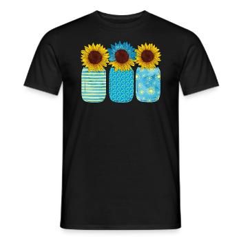 Tournesol Drapeau ukrainien Symbole Cœur - T-shirt homme - noir - Devant - AI Model Male 178 light (178cm)