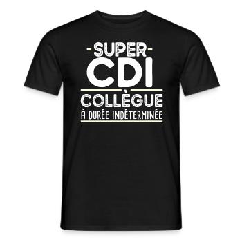Collègue Durée Indéterminée CDI Cadeau T-shirt Mug - T-shirt homme - noir - Devant - AI Model Male 178 light (178cm)