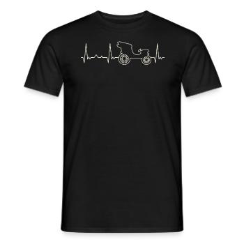 Car Classic 1880s. Heart. Love. EKG. Pulse. Beat. - Men's T-Shirt - black - Front - AI Model Male 178 light (178cm)