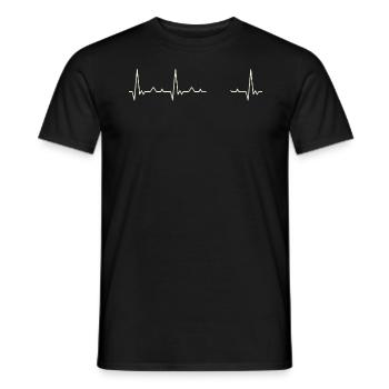 Car Classic 1920s. Heart. Love. EKG. Pulse. Beat. - Men's T-Shirt - black - Front - AI Model Male 178 light (178cm)