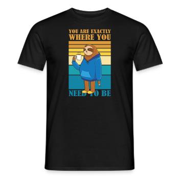 You are exactly where you will be sloth coffee - Men's T-Shirt - black - Front - AI Model Male 178 light (178cm)