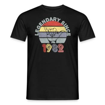 1982 | Vintage Legendär seit 1982 Jubiläum - Männer T-Shirt - Schwarz - Vorne - AI Model Male 178 light (178cm)