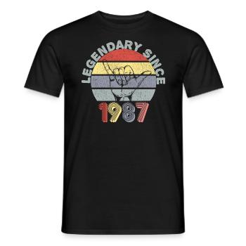 1987 | Vintage Legendär seit 1987 Jubiläum - Männer T-Shirt - Schwarz - Vorne - AI Model Male 178 light (178cm)
