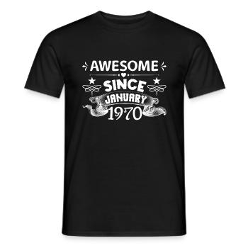 January 1970 | Awesome since January 1970 - T-shirt homme - noir - Devant - AI Model Male 178 light (178cm)