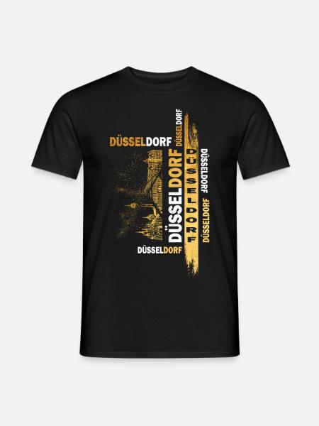 Dusseldorf Germany City Skyline Font Gold - Men's T-Shirt - black