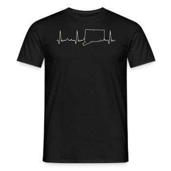 Connecticut State USA. Heart. Love. EKG. Pulse. - Men's T-Shirt - black - Front - AI Model Male 178 light (178cm)