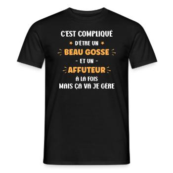 Beau gosse et Affuteur - T-shirt homme - noir - Devant - AI Model Male 178 light (178cm)