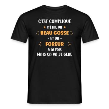 Beau gosse et Foreur - T-shirt homme - noir - Devant - AI Model Male 178 light (178cm)