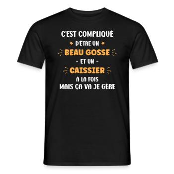 Beau gosse et caissier - T-shirt homme - noir - Devant - AI Model Male 178 light (178cm)