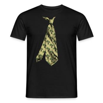 Colorful printed necktie t-shirt desgin palm trees - Men's T-Shirt - black - Front - AI Model Male 178 light (178cm)