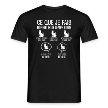 J’aime mon chat - Durant mon temps libre - T-shirt homme - noir - Devant - AI Model Male 178 light (178cm)