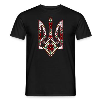 Broderie du trident de l’emblème ukrainien - T-shirt homme - noir - Devant - AI Model Male 178 light (178cm)