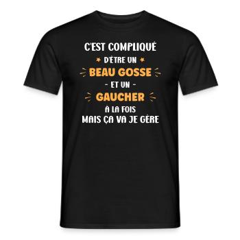 Compliqué beau gosse et gaucher - T-shirt homme - noir - Devant - AI Model Male 178 light (178cm)