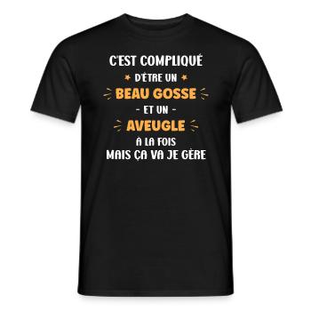 Compliqué beau gosse et aveugle - T-shirt homme - noir - Devant - AI Model Male 178 light (178cm)