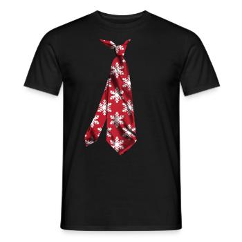 Christmas Necktie Snowflake Pattern T-Shirt - Men's T-Shirt - black - Front - AI Model Male 178 light (178cm)