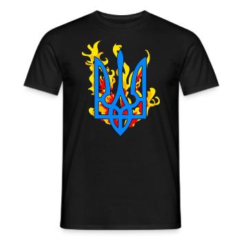 Ukrainisch Das Symbol Dreizack Feueremblem - Männer T-Shirt - Schwarz - Vorne - AI Model Male 178 light (178cm)