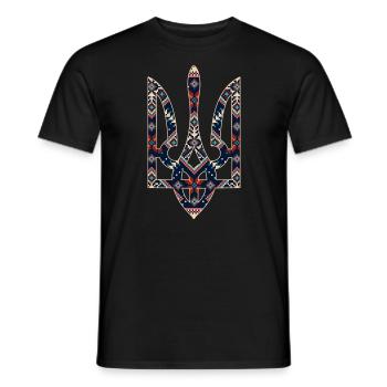 Broderie du trident de l’emblème ukrainien - T-shirt homme - noir - Devant - AI Model Male 178 light (178cm)