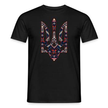 Broderie du trident de l’emblème ukrainien - T-shirt homme - noir - Devant - AI Model Male 178 light (178cm)